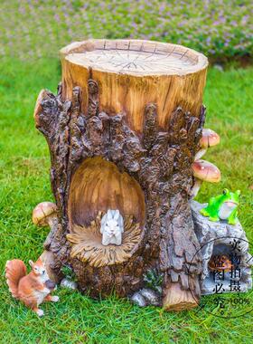 花园庭院饰件创意树桩摆户外园林雕景装观别树桩01墅树脂工艺品塑