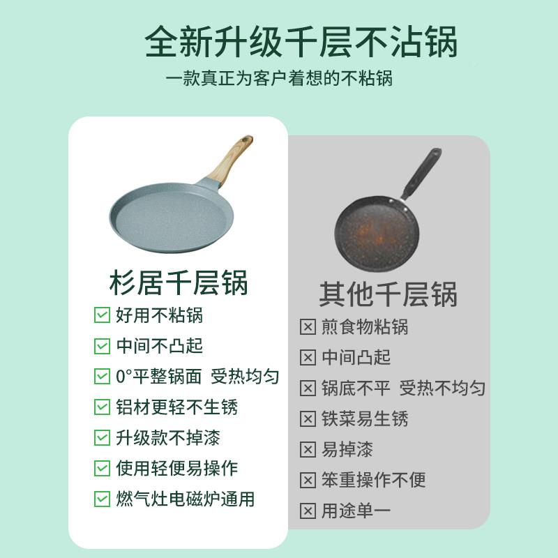 皮不沾锅平底锅班戟锅玉煎子烧煎煎锅千层饼蛋糕专用小蛋早餐饼锅