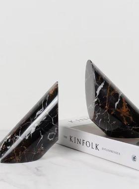 现代轻奢简约天然大石几创意书档软装摆设何样板架ERM间书理房书