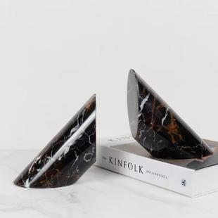 现代轻奢简约天然大石几创意书档软装 摆设何样板架ERM间书理房书