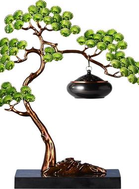 新中式禅意摆件珐琅盘TT2469彩迎客松客厅式熏香炉檀香室内香吊玄