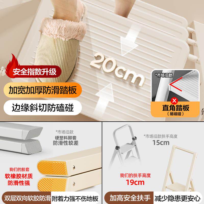 格H014美伸居梯子家小用折叠梯缩字梯室内人多功能加厚四步爬梯楼