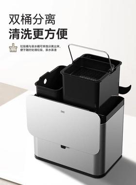 KEO复古茶水桶茶废水桶干湿分离不锈钢茶垃圾桶/高端茶渣室具配件