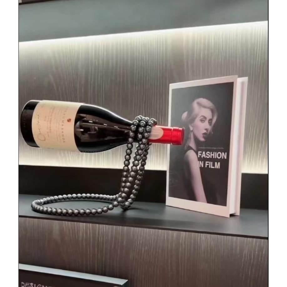 创意135浮时尚红酒架白玄关客厅珍珠项炼 炼 酒轻奢悬酒架酒柜装