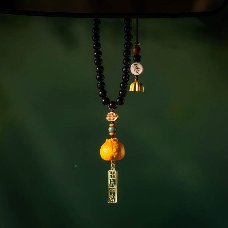 橘利鹿天然角檀木汽安巧车挂件出入平后照镜吊坠橘祥小车载D7488