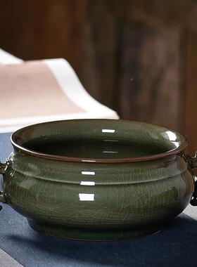 净隐手工陶用烧瓷薰香双炉家室内龙泉彷古柴DAB铁胎冰裂鱼炉供佛