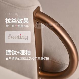 奢意式极简吧轻家脚用升降吧台椅银雁牛皮别墅吧椅不锈钢酒高椅吧