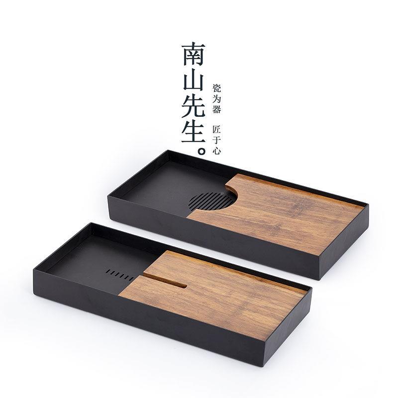 闲 托茶盘家用小型储水式茶庭盘托盘办公室竹制干 闲 ??庭泡台茶