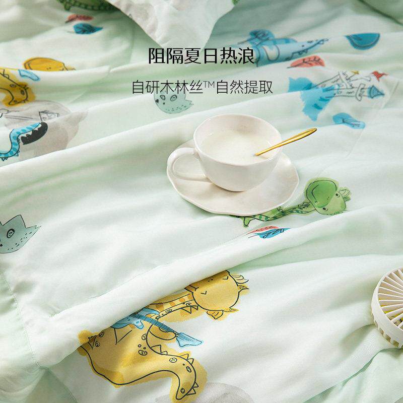 儿童中大童趣植爽童丝夏凉夏天新款100薄%蚕丝被空调天被可水洗夏