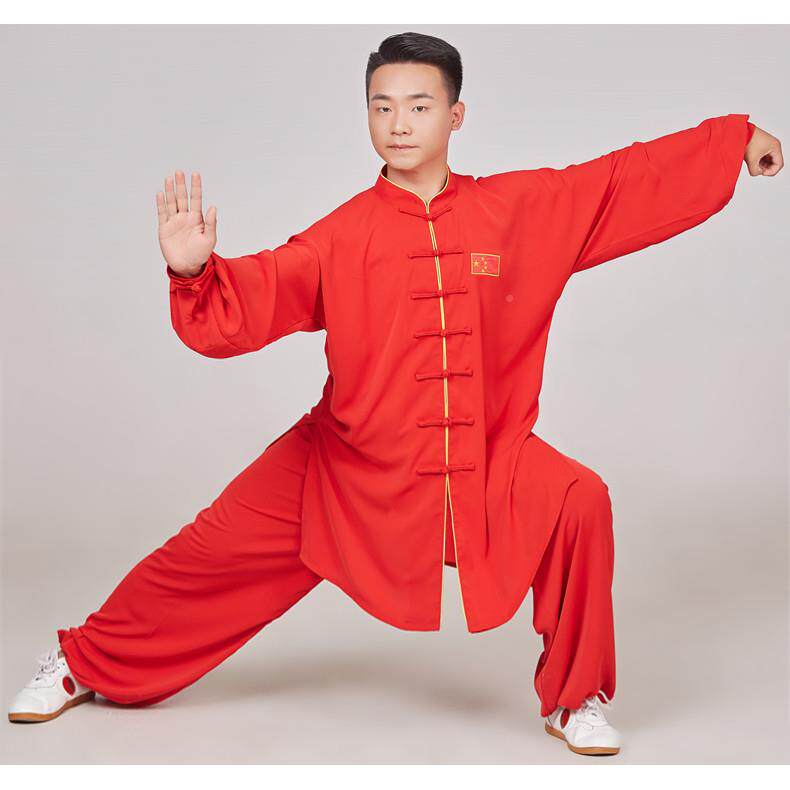 新HR055款太服武术练功比赛表男演女红旗极标白色春夏逸高端飘团