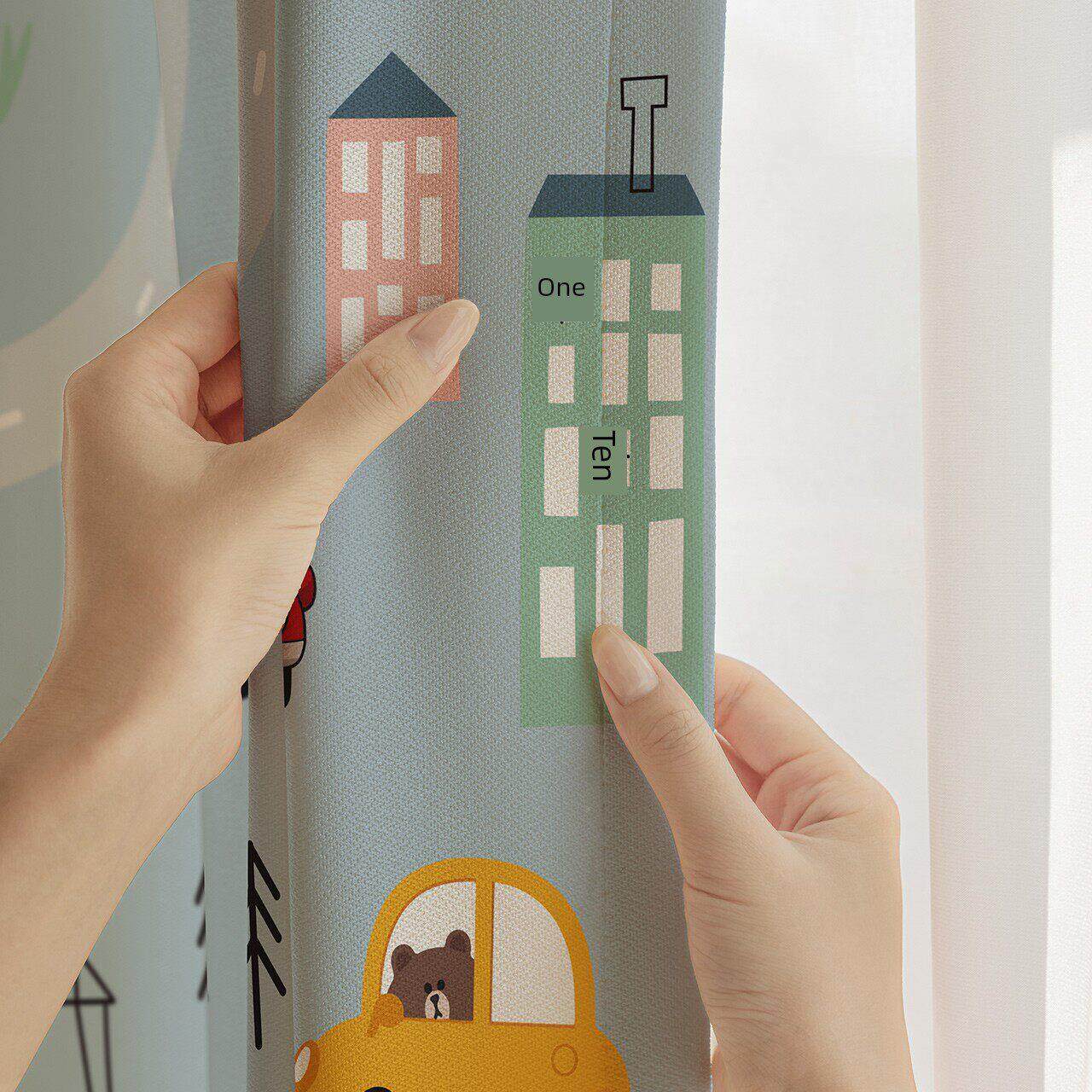 尼尔GLX窗帘定制 公汽车 可爱蓝色INLE朋友儿路童房男孩卧室全雪