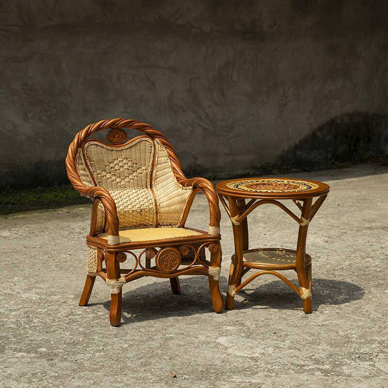 藤椅藤天然真厂家直销靠背儿童凳子1用单人家老年人台藤编小滕阳