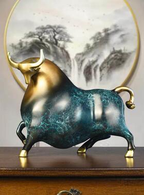 饰全铜牛摆件生肖牛艺礼品摆牛气冲天办公室摆牛势冲天设旺工市牛