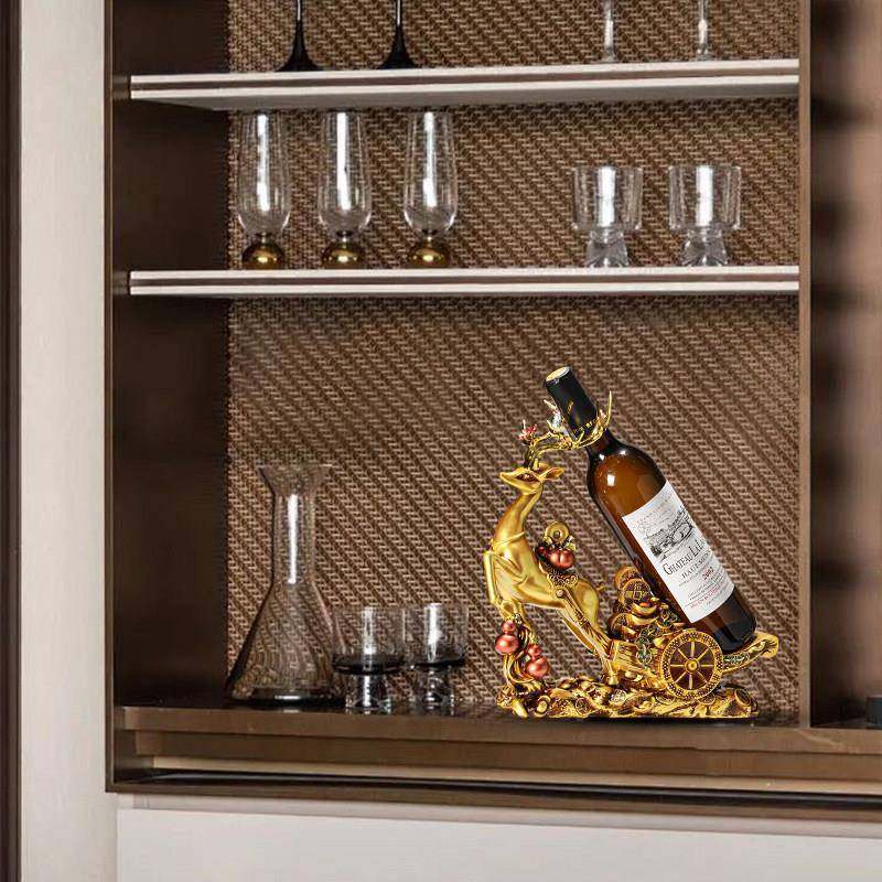 一鹿发财红酒架酒柜摆件公创高档客VAN厅装家居意玄关电视柜办室