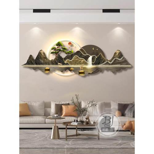 轻奢灯配迎松客厅装饰画沙发背墙景挂画代简约现KZV高轻端灯画