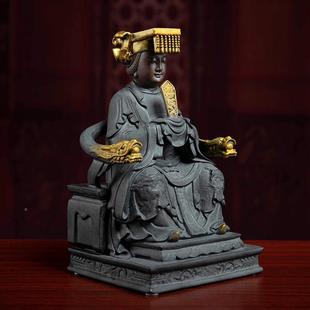 戴VUZ玉堂洲陶黑金砂瓷妈祖娘娘湄神像海神天上后圣母像天风水摆