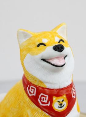 招柴犬桌面陶瓷摆饰创意家居装饰品可财爱小狗办公WRP室摆设公仔