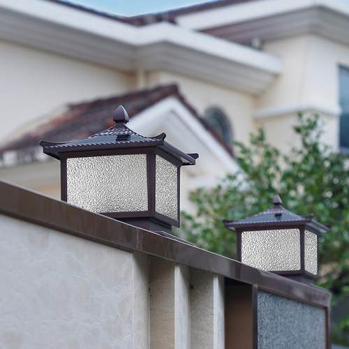 太阳能口庭水院柱头灯别墅花园大门柱灯户外防林爵（家柱围墙灯子