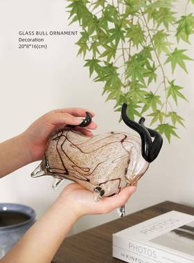 迷屿YAD牛装运亨通招财琉璃牛摆件桌房面客厅 饰品样板间书办公室