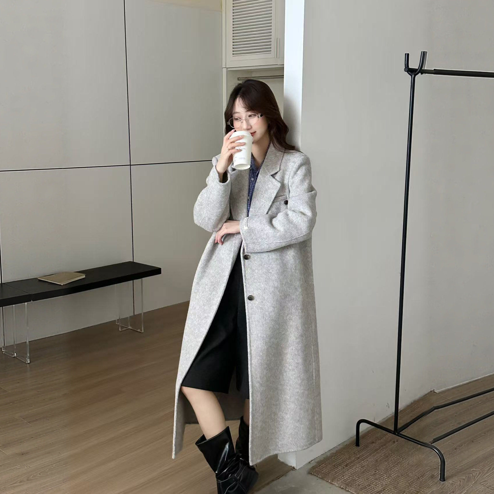 女神气质高级感羊毛大衣双面呢子毛呢外套秋冬季新款宽松慵懒女装