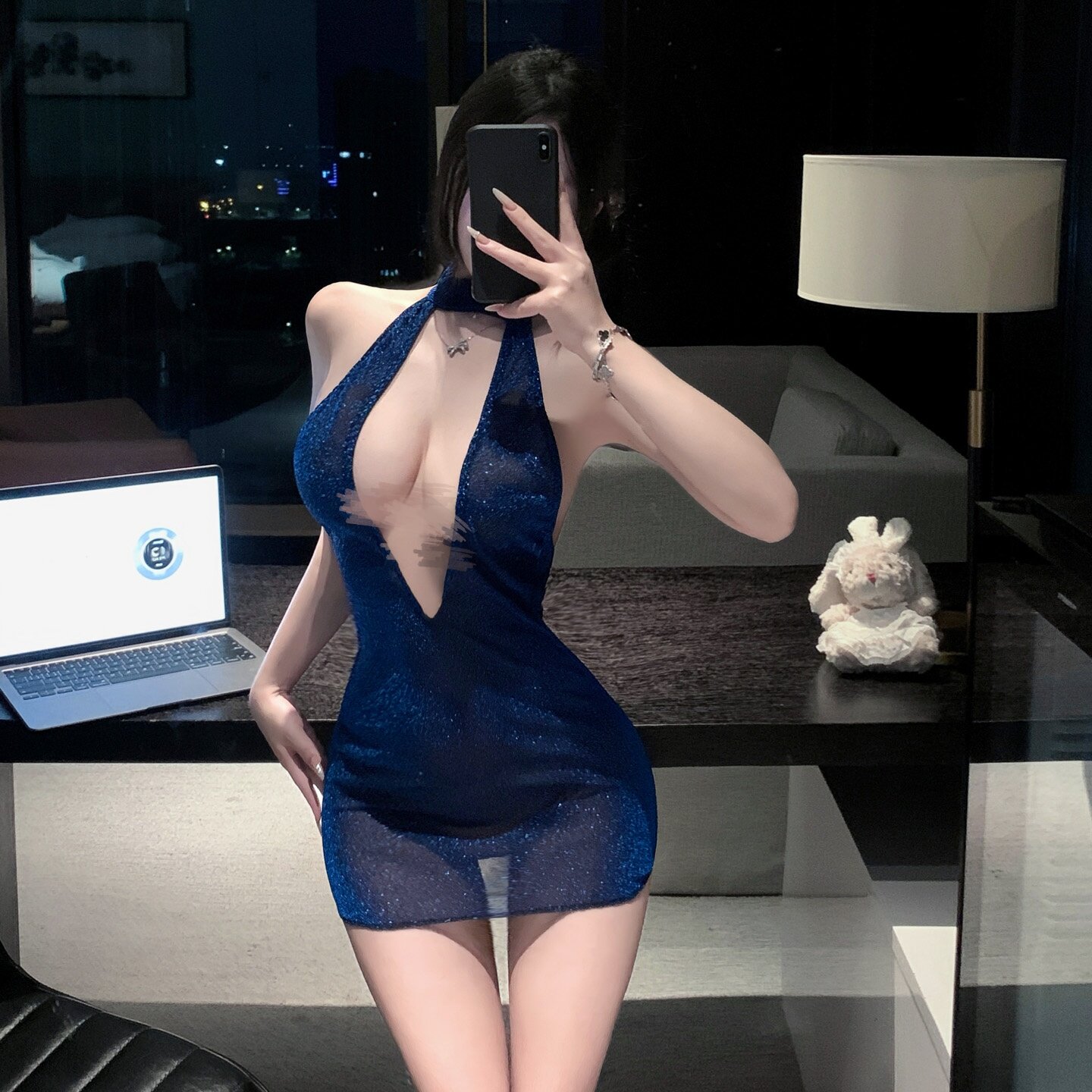 性感纯欲挂脖镂空包臀裙露背睡衣套装qqny大尺度诱惑趣味禁欲系女