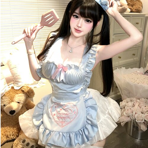 性感纯欲女仆洛丽塔露背围裙