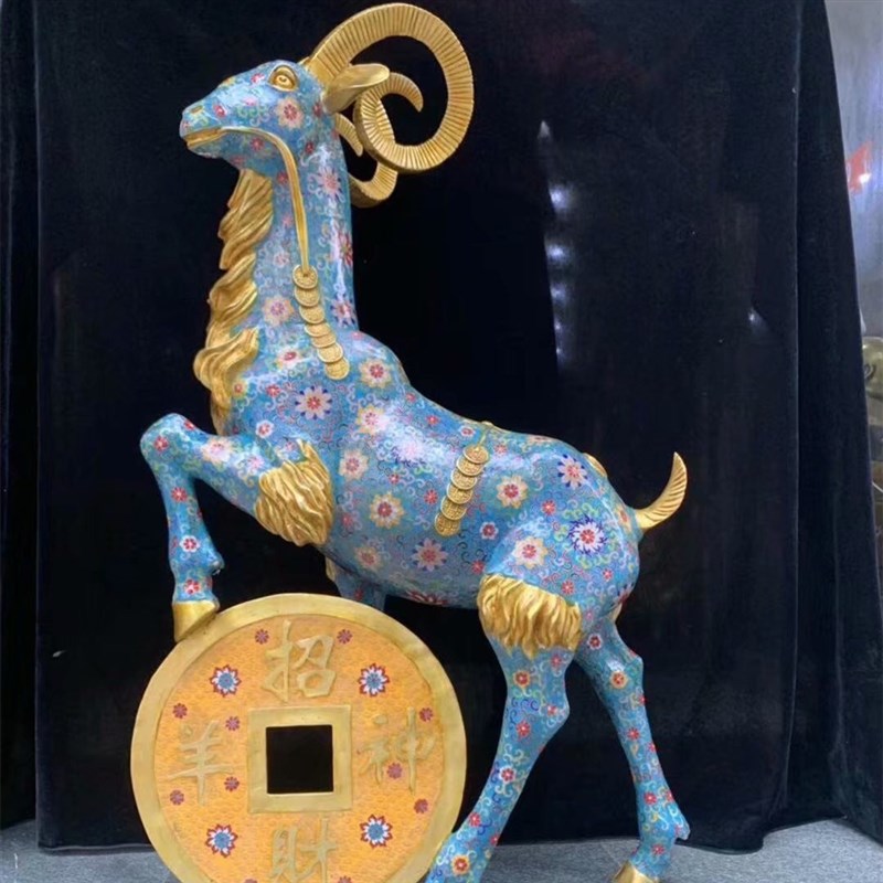 招财进宝铜钱羊生m肖装饰铜摆件唐马吸水象成对小鹿福禄喷水海豚