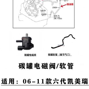 适用06-11款六代凯美瑞燃油碳罐电磁阀软管节气门油箱胶管通气管