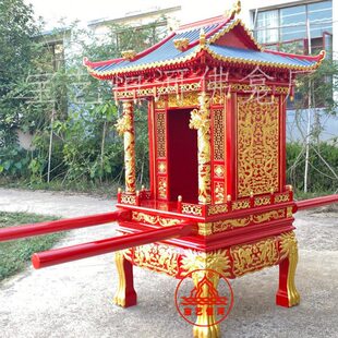 实木神轿宫殿韵佛轿 神龛 宝艺恒河香樟木抬神轿撵轿神明出巡游轿