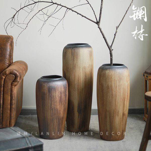 落地花瓶大号干花中式复古摆件客厅插花玄关高家居装饰品陶瓷陶罐,家居饰品,花瓶,淘宝优惠券,粉丝福利购,淘宝优惠卷