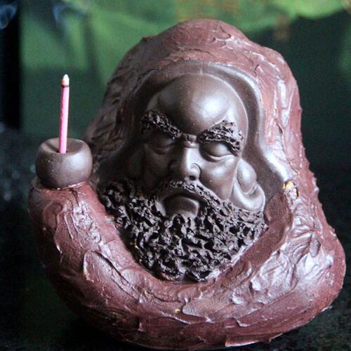 褴褛斗篷披风达摩不掩仙风道骨宜兴古风紫砂线香插纯手工雕塑摆件