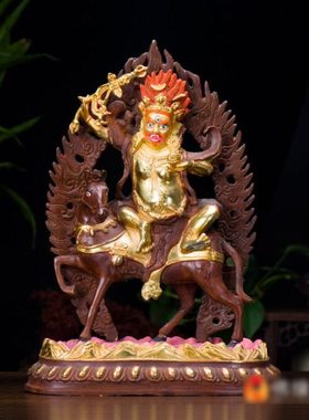 铜摆件 仿尼泊尔 铜半鎏金 家居装饰摆件10寸吉祥天母铜像