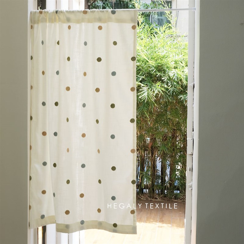 HEGALY  圆点窗q帘布棉麻韩式波点日式简约门帘隔断简约定制成品
