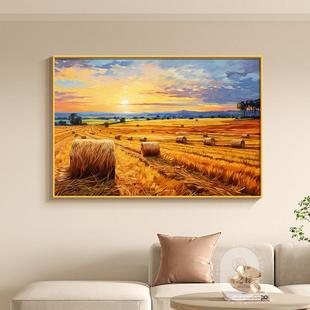 丰墙收麦田风景画沙背景墙装HLD0033饰画梵高名发画艺术肌挂理感