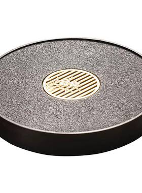 仿金石茶盘用现代简约圆形JX-1357干泡茶台储式小型茶托盘功乌家