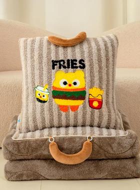 手式SEP抱厚枕子两用二合一被冬天加提毛毯办公室午睡毯车用靠背