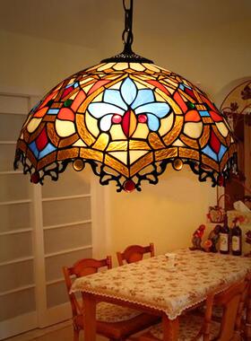 欧式复古蒂凡EFO尼彩色玻酒吧餐厅台吊灯园创意田卧室玄关阳琉璃