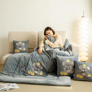 冬季 L55 两用枕被子加厚牛奶绒通发沙汽车靠卡垫办公室午睡抱枕WR