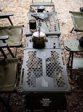 户外露营折叠小子桌便携E000H112式野炊ig房t多功能厨桌铝合金椅