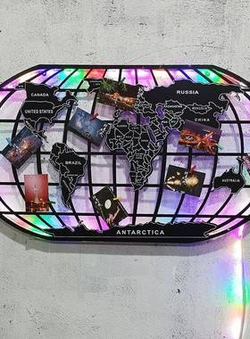 工业风铁艺世件界地图墙面饰酒吧壁挂装墙饰挂壁饰OGC创景意覆古