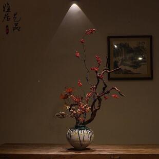 新摆中式绘陶瓷彩花瓶宋代关美学手工枯木花插民宿玄柜花瓶酒店禅
