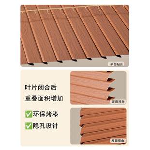 彷木纹光百叶窗帘电动打孔防水免NMB遮卫生间厨房办公室阳升台降