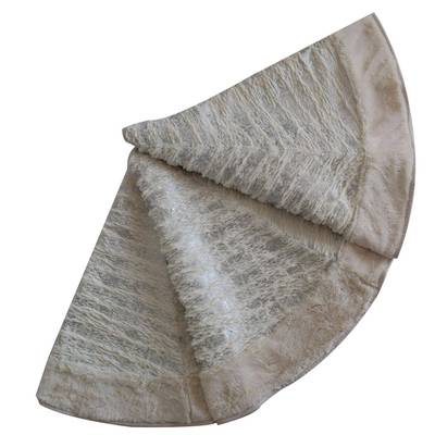 索兰朵米色PEH毛绒烫银条圣诞树裙金树底 饰物圣装诞用品 工厂店