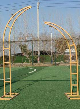 定制形新款婚庆道牛角羊角门铁艺花艺拱门具架子FNY弧户外婚草坪