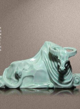 雕塑摆件生肖牛吉祥原创高端礼品家居茶室办公室桌面现代简约装饰