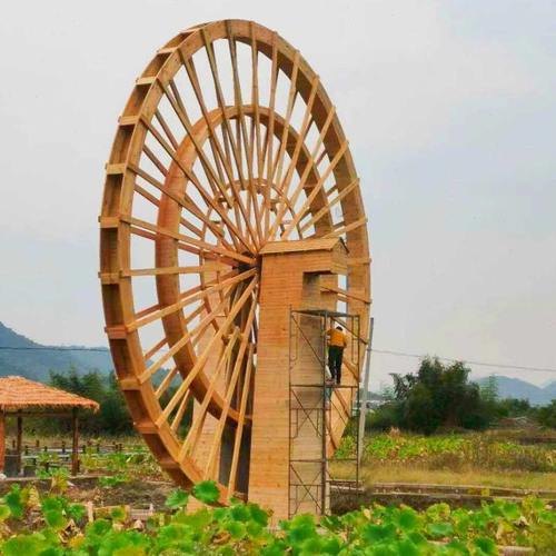 景观水车户外大型水车防腐木水车木制旋转大水车公园庭院水车摆件