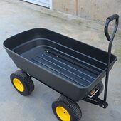 四轮牵引手拖车塑料翻斗车沙滩露营摆摊小推车平板拉货推拉搬运车