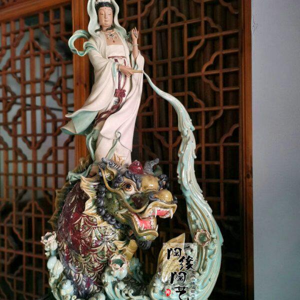 陶瓷工艺品 石湾公仔 鳌鱼观音 菩萨