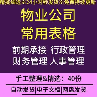 物业管理公司常用表格工作设备移交执行设施设备台账行政财务表格