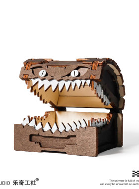 小心被咬!怪h物宝箱收纳盒子木质 创意工艺品摆饰